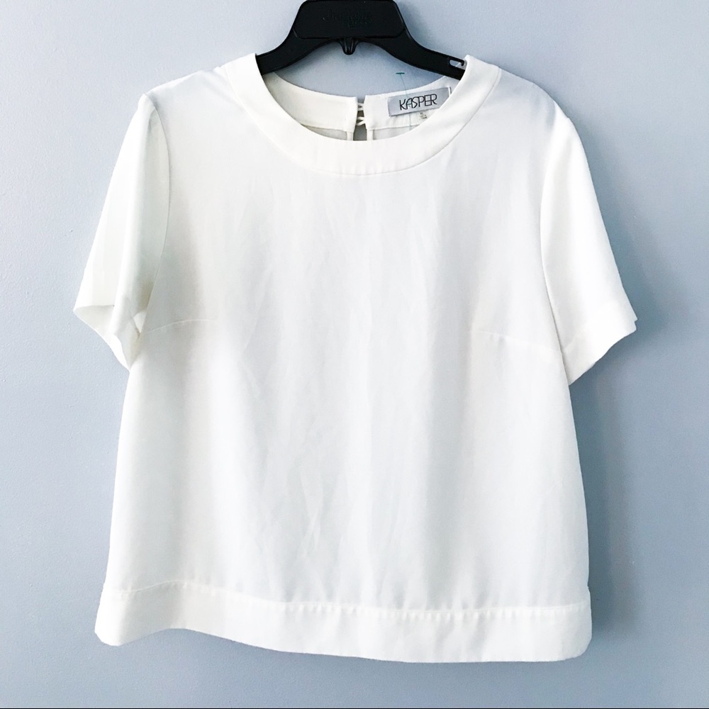 Kasper white  short sleeve peasant blouse